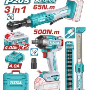 COMBO TOTAL INALAMBRICO 20V NIVEL LASER 0-35MTS + MEDIDOR DISTANCIA LASER 60MTS + TALADRO PERCUTOR 1/2 76NM + 2 BATERIAS 2AH + CARGADOR UTOSLI250511_16102