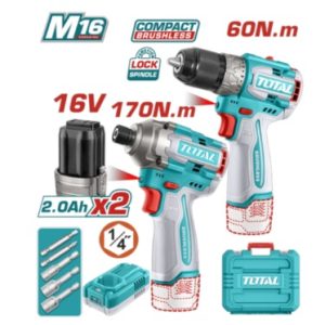 COMBO TOTAL INALAMBRICO TALADRO 1/2" + ATORNILLADOR DE IMPACTO 170NM + 2 BATERIAS 2.0AH + CARGADOR UTOSLI240968_16306