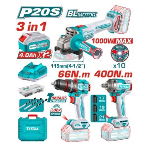 COMBO TOTAL ESMERILADORA 4 1/2"+LLAVE IMPACTO+TALADRO+2BAT UTOSLI241291_16626