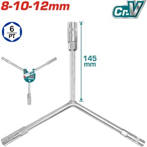 Cruceta Triple Llave Copa 8mm-10mm-12mm Largo 145mm CR-V - TOTAL